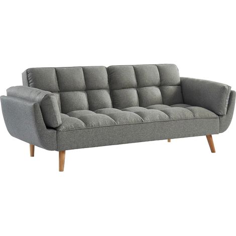 Divano letto 3 posti clic-clac in Tessuto Grigio chiné - LOELINE (1/5)