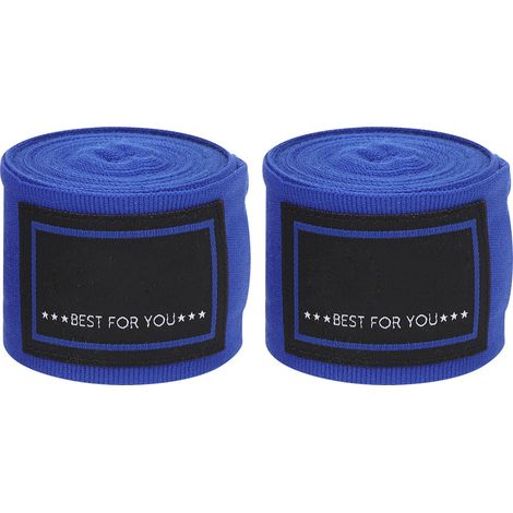 Paire de Protections Mains en Coton Élastique Bleu pour Boxe, Sanda et Muay Thai (1/5)