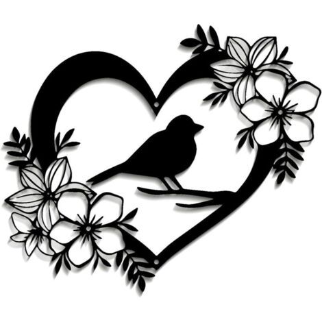 royaluxe-Suspension murale fleur oiseau en métal - Décorations murales avec oiseaux sur branches. Pour la décoration des balcons et des jardins