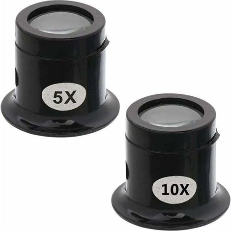 Loupe d'Horlogerie, 5X/10X Loupe Oculaire Bijoutier, Loupe de Montres pour Bijoux, Diamants, Pierres Précieuses (Noir) (1/5)