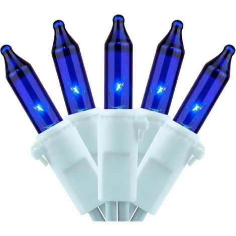 Guirlande lumineuse bleue de Noël avec fil blanc. 20 mètres (66 pieds), 200 ampoules, certifiée UL. Lot de 2 guirlandes de 10 mètres (33 pieds), 100 ampoules. (1/5)