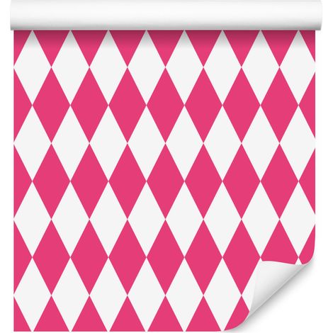 Carta da parati Arlecchino Diamante Rosa Cipria, Bianco e Rosa 50x1000 cm (1/5)