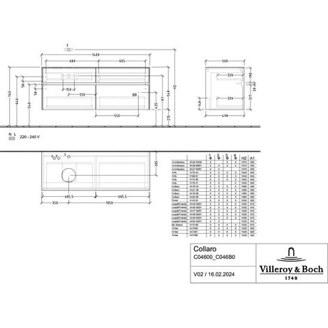 Villeroy & Boch C046B0AH WTUS Collaro C046B0 1400x548x500mm m.