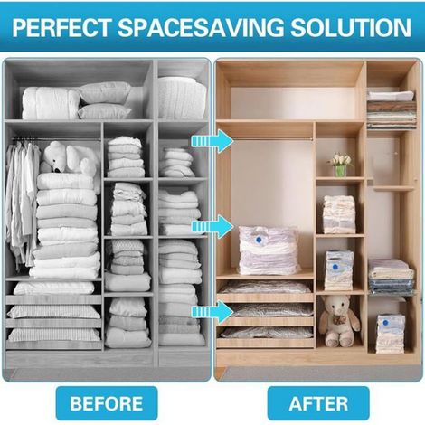 Sac Sous Vide Vetement Aspirateur, 15PCS Sac de Rangement Sous Vide 3x10070cm, 3x8060cm, 4x7050cm, 5x6040cm HOUSSE DE RANGEMENT (1/5)