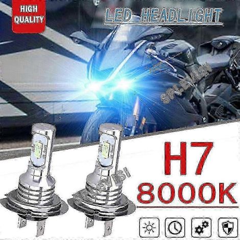 2 ampoules LED H7 8000K CSP bleu glacier 70 W, compatibles avec les motos Yamaha YZF-R6 (2003-2015) et YZF-R1 (2006-2016), référence 0917 DPWHBYV (1/4)