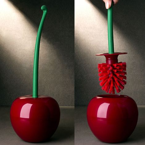 Ensemble de brosses de toilette Style cerise rouge vin, brosse de nettoyage PP épaisse à Long manche, brosse de nettoyage, tête de brosse à vin.. (1/4)