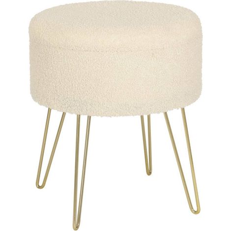 WOLTU Pouf Contenitore 2 in 1 Uso Sgabello o Tavolino in Legno e Velluto 39x44 Beige (1/6)