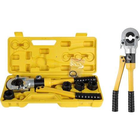 Hydraulische Rohrpresszange, Aluminium- und Kunststoffkonstruktion, kompatibel mit 16mm²-32mm² Rohren, zweistufiges Crimpen, 360-Grad drehbarer Kopf, (1/5)