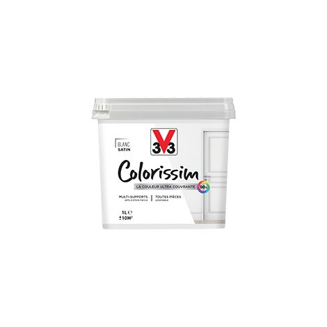 Peinture Multi-supports V33 Colorissim Satin Blanc 1 L