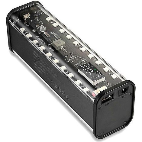 Boîtier de batterie externe 8 emplacements pour accus 18650, charge rapide 22,5 W, montage facile, affichage numérique, port USB Type-C, sortie DC 5,5 x 2,1 V, noir (1/5)