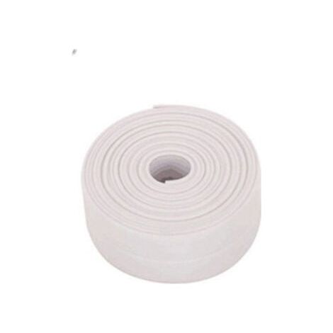 Auto Adhésif Joint Silicone Blanc Salle De Bain PVC Bande Etancheite Autocollante Anti Moisissure Joint Porte Douche pour Cuisine Toilette 2 Pièces(blanc) (1/4)