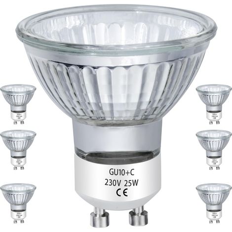 Ampoules Halogènes GU10 25W 230v MR16 pour Rail, encastré, éclairage d'accentuation, plafonnier, hotte, dimmable blanc chaud, lot de 6 (1/5)