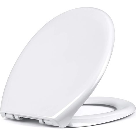 FPLUS tapa wc amortiguada piscis blanca , Picisl Tapa de wc, Tapa de inodoro con cierre suave y lenta, Asiento de inodoro de plástico duro, Tapa de asiento de wc con sencilla insta