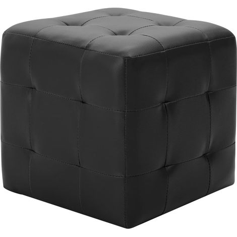 vidaXL Pouf 2 pz Nero 30x30x30 cm in Similpelle