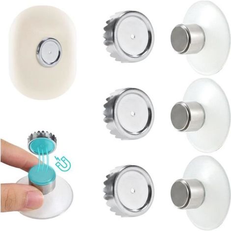 Lot de 3 Porte Savons Aimanté, Sans Perçage Porte Savon Ventouse, Design Simple & Fixation Puissante, Porte-Savon Magnétique