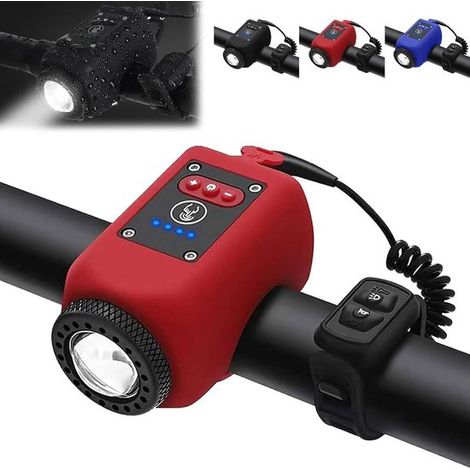 Klaxon et éclairage électriques pour vélo 2 en 1 - Klaxon 110 dB avec 5 modes sonores - Éclairage vélo - Sonnette vélo - Éclairage nocturne (1/5)