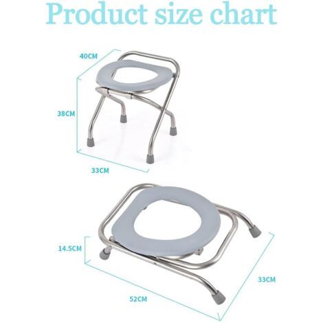 Toilettes pour personnes âgées, chaises de toilette portables, tabourets pour femmes enceintes et chaises pliantes robustes et durables en acier inoxydable. (1/3)
