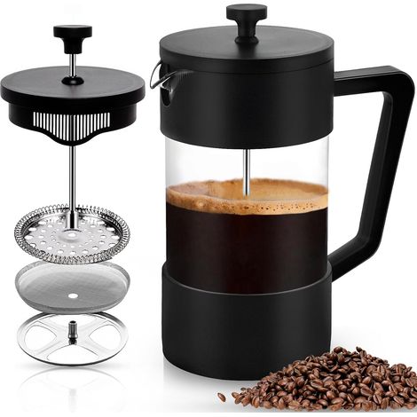 Cafetière à Piston, French Press 1000 ml, Carafe Française pour Café Filtre, Cafetière(Noir) (1/5)