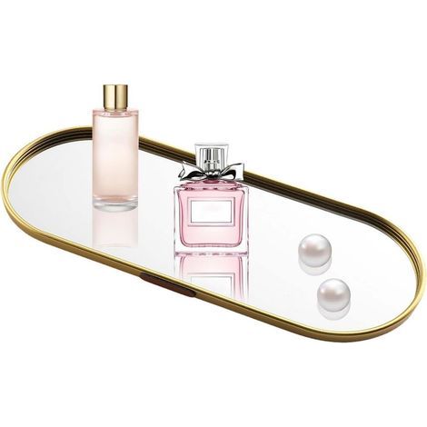 Mirror Tray Metal Vanity Tray for Perfume Makeup Bathroom (1/5)
