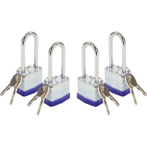40 mm Vorhängeschloss mit Schlüssel, Vorhängeschloss mit langem Bügel, robustes Vorhängeschloss-Set aus laminiertem Stahl für Tore, Schuppen, Werkzeugkästen, Schließfächer (mit Schlüssel)
