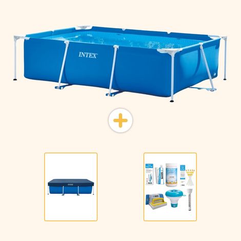 Intex – Piscine tubulaire rectangulaire 300x200x75 cm – Structure rigide en PVC renforcé – Installation rapide en 30 minutes – Bâche de protection incluse