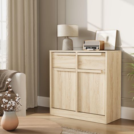 Buffet 80 cm 2 portes 2 tiroirs – bois moderne (1/5)