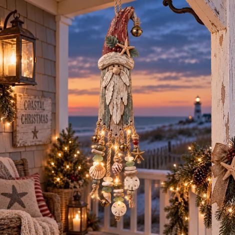 New design Vintage Coastal Santa Lighted Wall - Seaside Christmas Light Wall Decoration