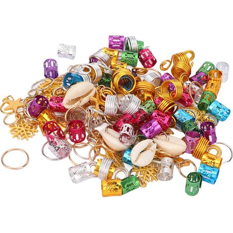 150 pièces de manchettes décoratives pour cheveux, accessoires colorés, décoration de tresses en métal avec pendentif (1/5)