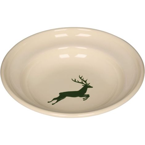Riess Teller tief Ø22cm Emaille Country Hirsch grün