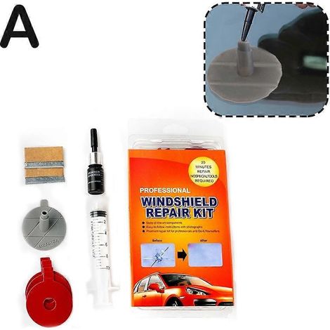 Kit de réparation de pare-brise, ensemble d'outils pour réparer les fissures et rayures de voiture, résine liquide transparente pour les fissures en forme d'étoile, rouge (1/4)