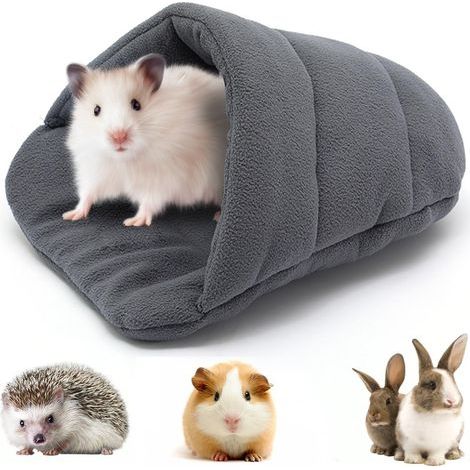 Lit de Cochon d'Inde Lit de Hamster Sac de Couchage Grotte Nid Coussin doux Chauds Maison de Cochon d'Inde Animal de Compagnie Hiver Literie Cage Accessoires pour Petit Animal Écureuil (Gris Foncé) (1/4)