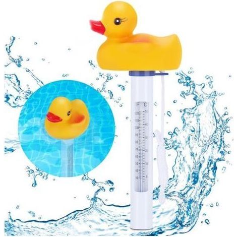 Thermomètre flottant pour piscine en forme de canard résistant aux chocs, avec corde d’attache mesure précise de la température de l’eau (1/5)