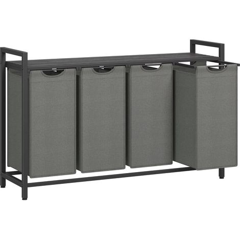 Rangement linge sale 4 bacs – 4×40L – 116×33×72 cm – panier à linge en tissu Oxford,Gris