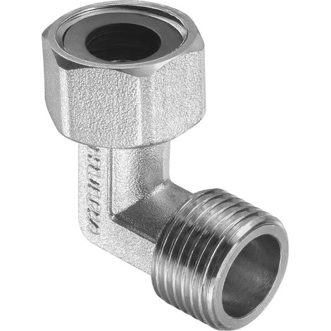 90 Degré Coude - Tuyau Raccord 90 Degré, L Forme Tuyau Raccord avec Étanchéité Joint, Appliquer à Air Eau Gaz, (G1/2 Mâle à Femelle Fil, Argent) (1/5)
