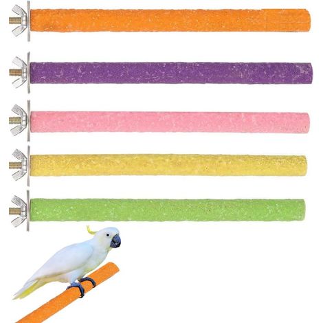 Juego de 5 perchas para loros, perchas para loros, juguetes para pájaros, soportes para loros, periquitos, cacatúas, cotorras y jaulas.