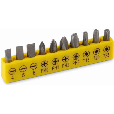 Juego de 10 puntas de destornillador cortas de cabeza plana PH para construcción y reforma del hogar. (1/5)
