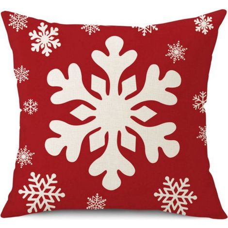 Housse De Coussin - 45x45 Cm - Motif Flocons De Neige Et Boules De Noël - Pour Canapé Terrasse Intérieur - Lot De 4 (1/5)