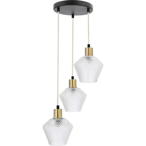 Suspension design noire ronde dorée 3xE14 Candellux (1/2)