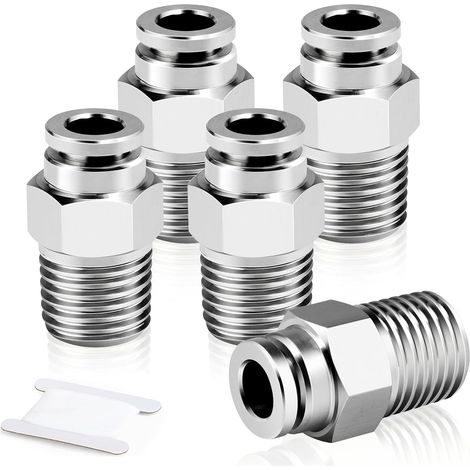 Acier inoxydable 304 Raccords mâles droits pour tubes de 8mm OD x 1/2 BSP PC8-04 (Paquet 2) - 10mm Tube 1/4 (1/5)