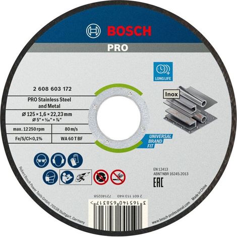 Disque à tronçonner PRO Bosch Stainless Steel and Metal 125 x 1,6 x 22,23 mm - 2608603172 (1/3)