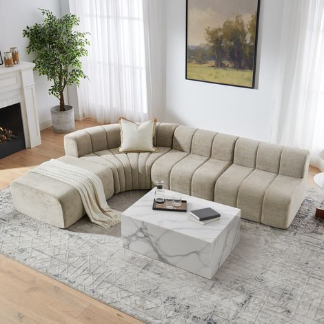 Modulares Ecksofa 4-Sitzer 285 x 203 x 64,7 cm aus braunem Chenille OKMYHOME (1/5)