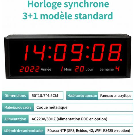 Horloge murale digitale LED synchronisation NTP modèle standard 3+1 3 1 réf 5546 1 kg – Livraison gratuite