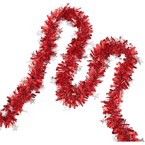 Guirlande En Lame Métallique - Décoration Murale Pour Fêtes - Longueur 2 M - Rouge