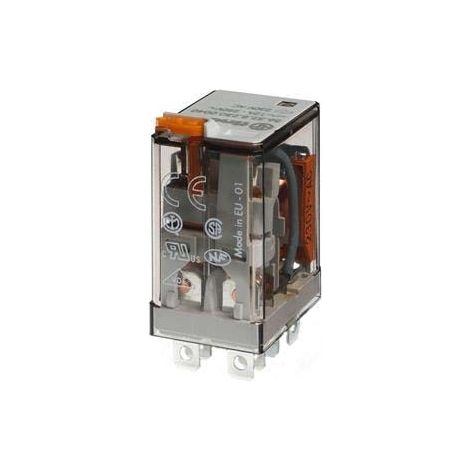 Relais de puissance 2RT 12A 24V DC bouton test + indicateur mécanique FINDER 563290240040PAS
