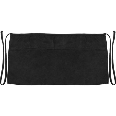 PrimeMatik - Tablier de serveur 60 x 30 cm noir taille courte avec 3 poches (1/5)