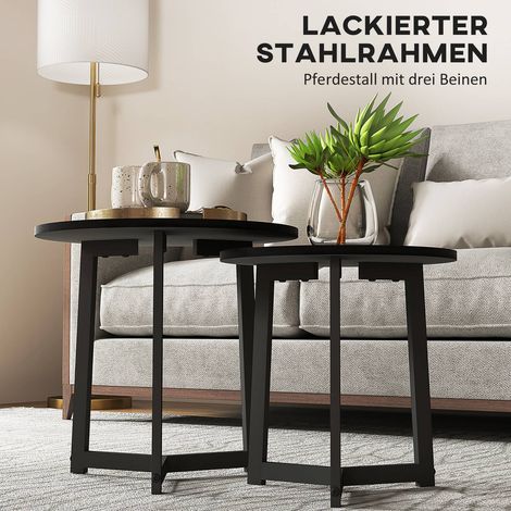 Table basse ronde noire piètement acier design moderne salon charge max 35 kg (1/5)