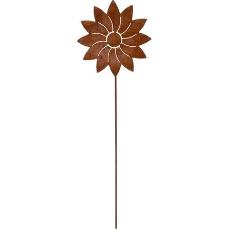 Fleur Décorative en Métal Aspect Rouille Tuteur de Jardin ou Suspension Vintage Ø 13 et 17 cm - PANGIVO (1/3)