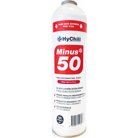 HYCHILL Minus 50 375g  Gas Orgánico Sustituto R22 R404 R407 R502  Alta Eficiencia  Ecológico y Económico