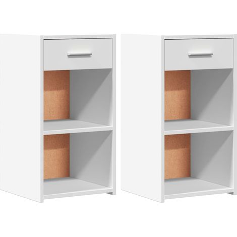 Set di 2 comodini con ripiani e cassetto 35 x 34 x 65 cm multistrato bianco DEC034860