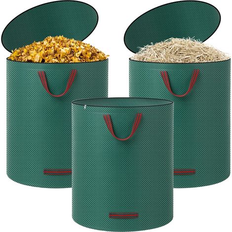 Sac Déchets Verts 272 L 3 sacs feuilles mortes réutilisables sac déchets verts poignées sacz végétaux pliable sacz gravat ramasse (1/5)